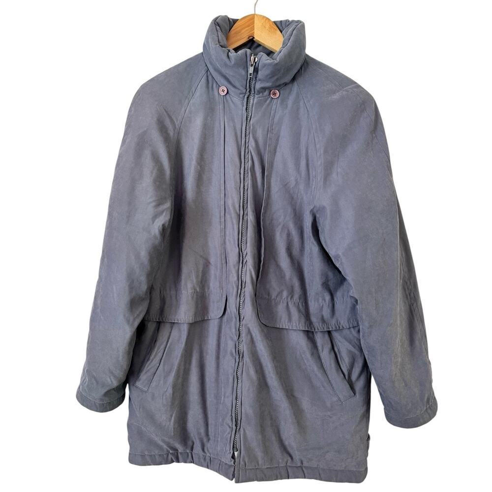 Laura Petites Utex Blue Microfiber Full Zip Long Coat Women’s Size XS Petite